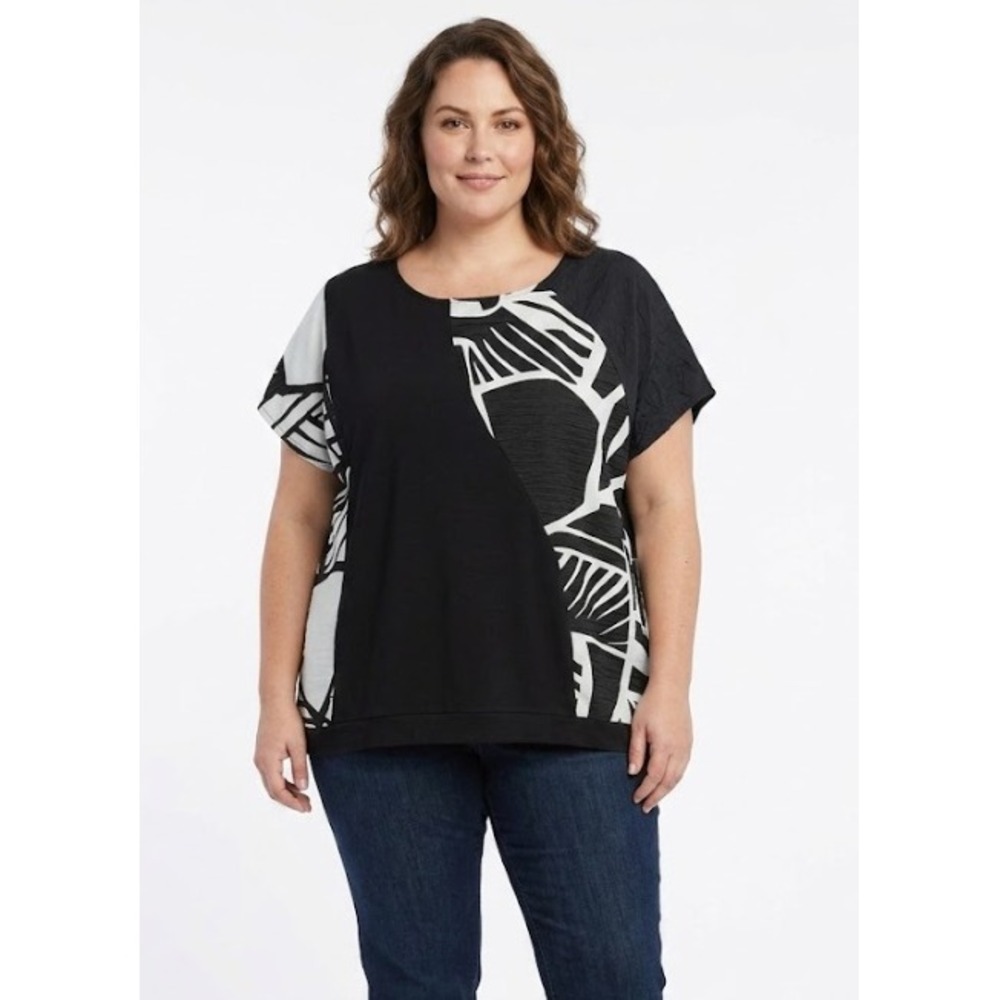 Kozan Abstract Geometric‎ Boxy Top XL Black White Mixed Media Avant Garde